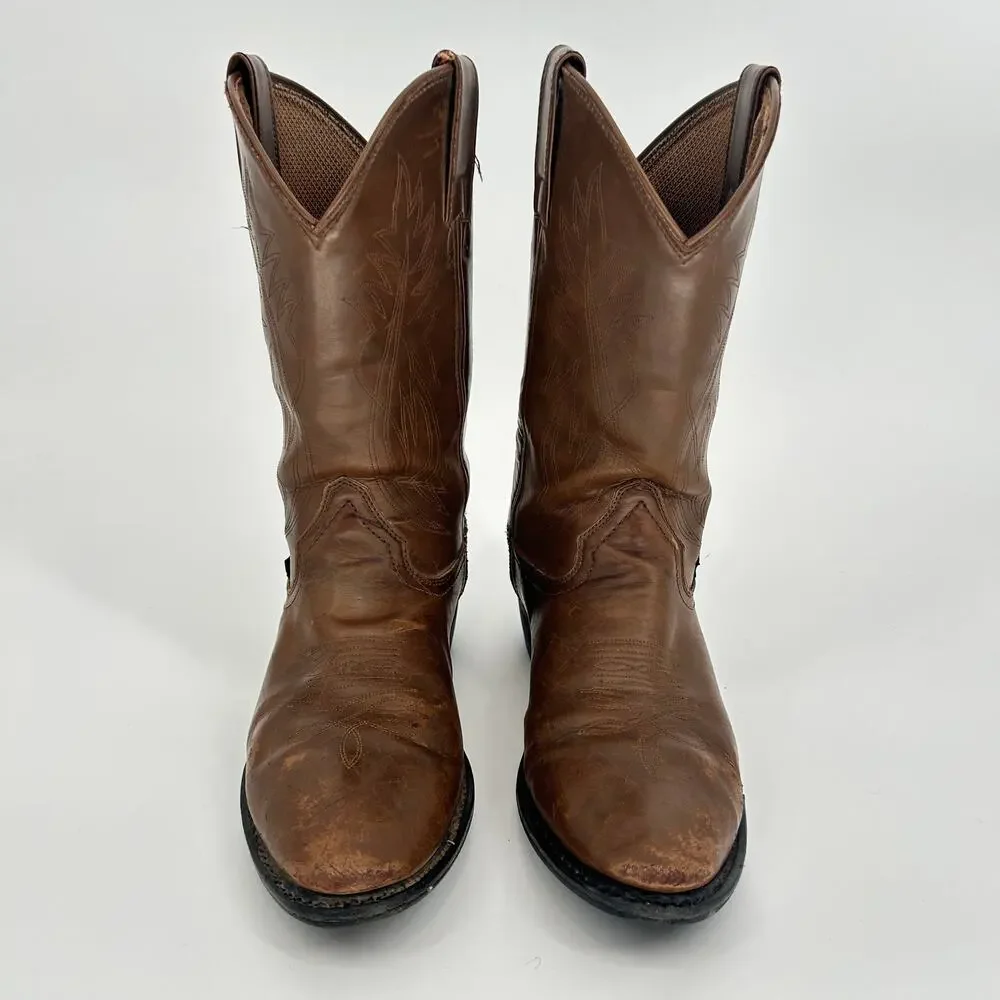 Justin Cowboy Boots Mens Size 13 EE Brown‎ Leather Mid Calf Western Made In USA